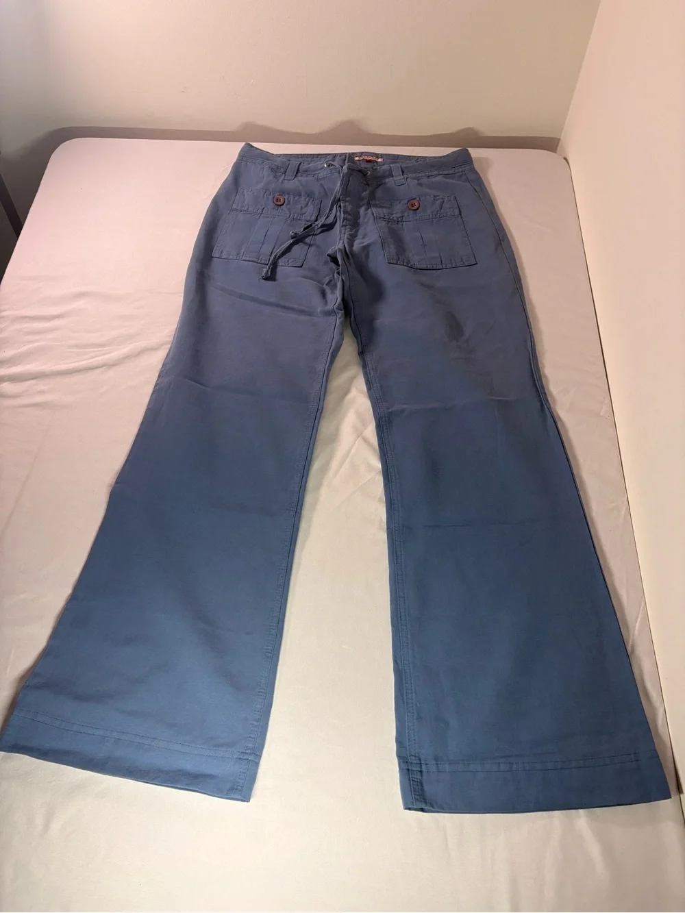 Women’s Blue Wide-Leg Drawstring Jeans